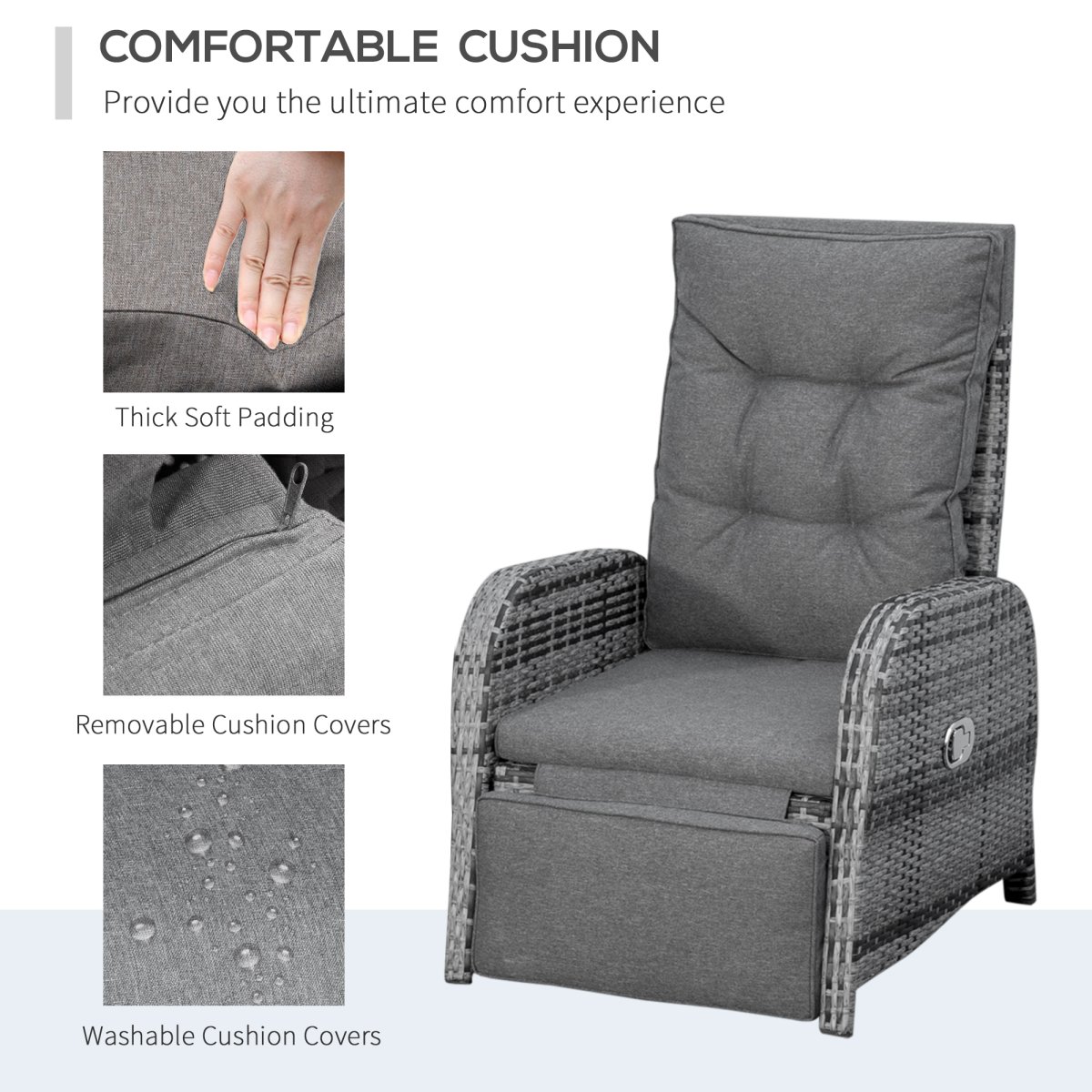 Dimension diagram of the Outsunny rattan chaise lounge set