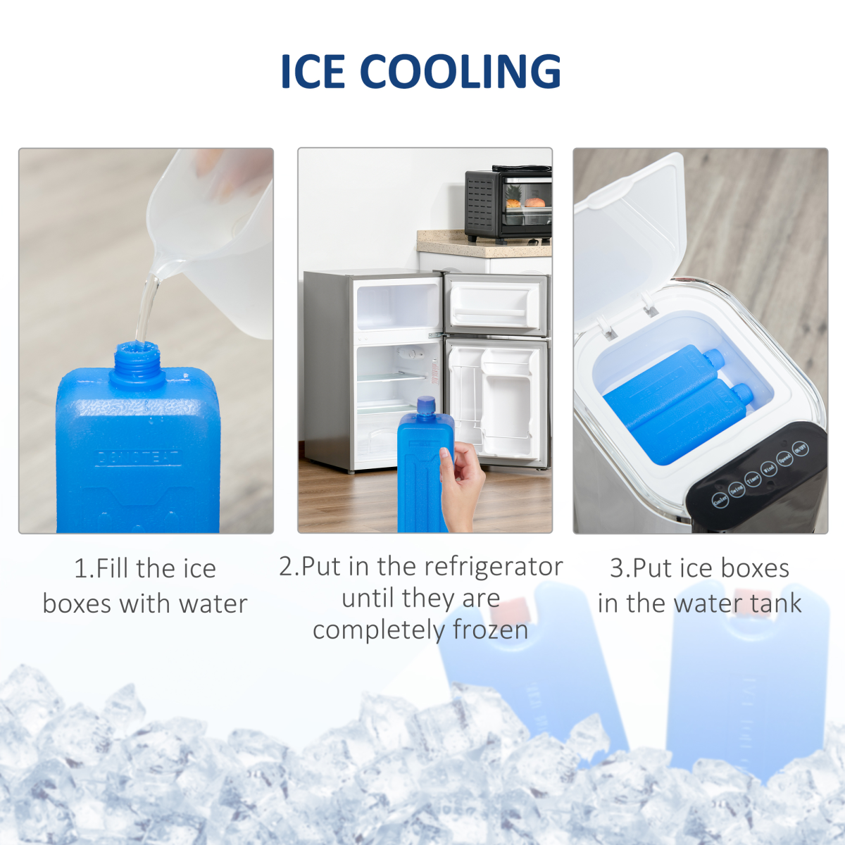 HOMCOM Quiet Evaporative Air Cooler & Humidifier with 2 Ice Boxes, 6L Tank & Remote – Oscillating Fan, White