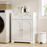 HOMCOM Bathroom Floor Cabinet with 2 Arched Doors, 2 Drawers & Adjustable Shelf – White