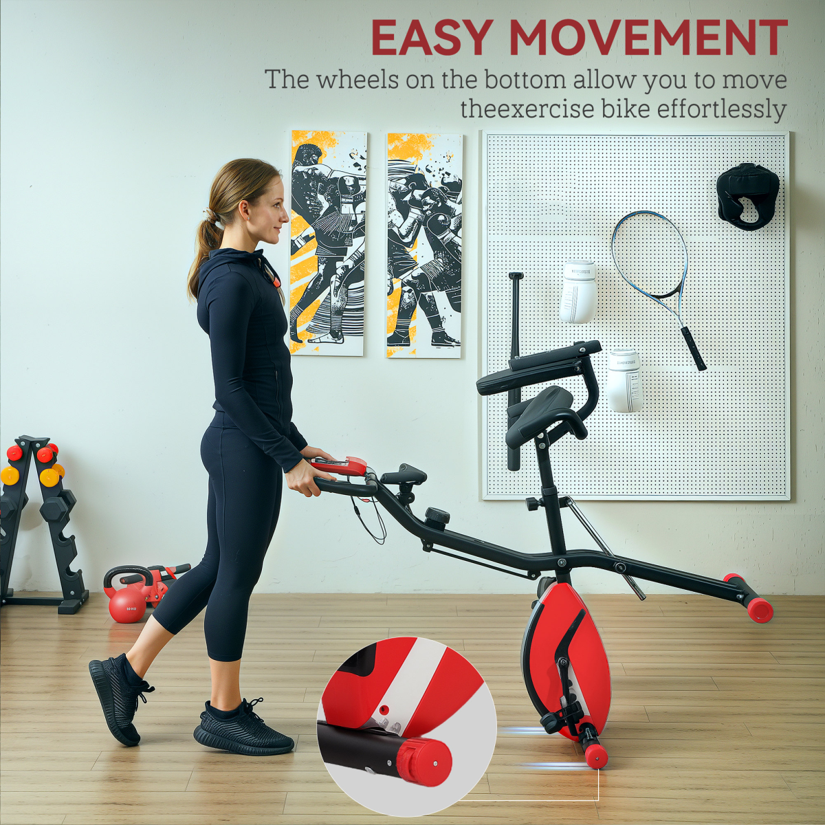 SPORTNOW Folding Exercise Bike with 8-Level Magnetic Resistance, Arm Bands & Hand Pulse Sensor – Home Cardio, Red