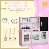 AIYAPLAY Play Kitchen with Toy Phone, Chalkboard, Sink and Ice Maker – Pretend Toy Kitchen Set, Pink