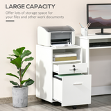 Vinsetto Mobile File Cabinet with Lockable Drawer, 5 Wheels & Open Shelf – Home Office Storage, White