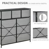 HOMCOM 9 Drawer Storage Chest with Foldable Fabric Bins – Lightweight Organiser for Bedrooms & Playrooms