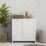 kleankin Tilt-Out Laundry Storage Cabinet with 2 Hampers – Bathroom & Bedroom Laundry Sorter, White