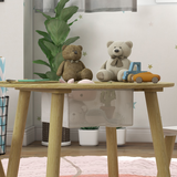 AIYAPLAY 3-Piece Toddler Table and Chair Set with Centre Mesh Bag – Bear Backrests, White and Natural Wood