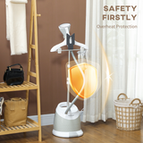 HOMCOM 1800W Clothes Steamer with 1.8L Water Tank & Adjustable Pole – Garment Wrinkle Remover, Light Grey