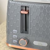 HOMCOM 1.7L Fast Boil Kettle & 4-Slice Toaster Set with Defrost & Reheat Settings – Honeycomb Texture, Grey