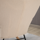 HOMCOM Wingback Nursing Rocking Chair with Curved Wooden Base & Fleece Upholstery – Nursery Armchair, Beige