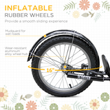 HOMCOM Kids Kick Scooter with Dual Brakes, Basket & Cup Holder – Adjustable Big Wheel Scooter for 5-12 Years