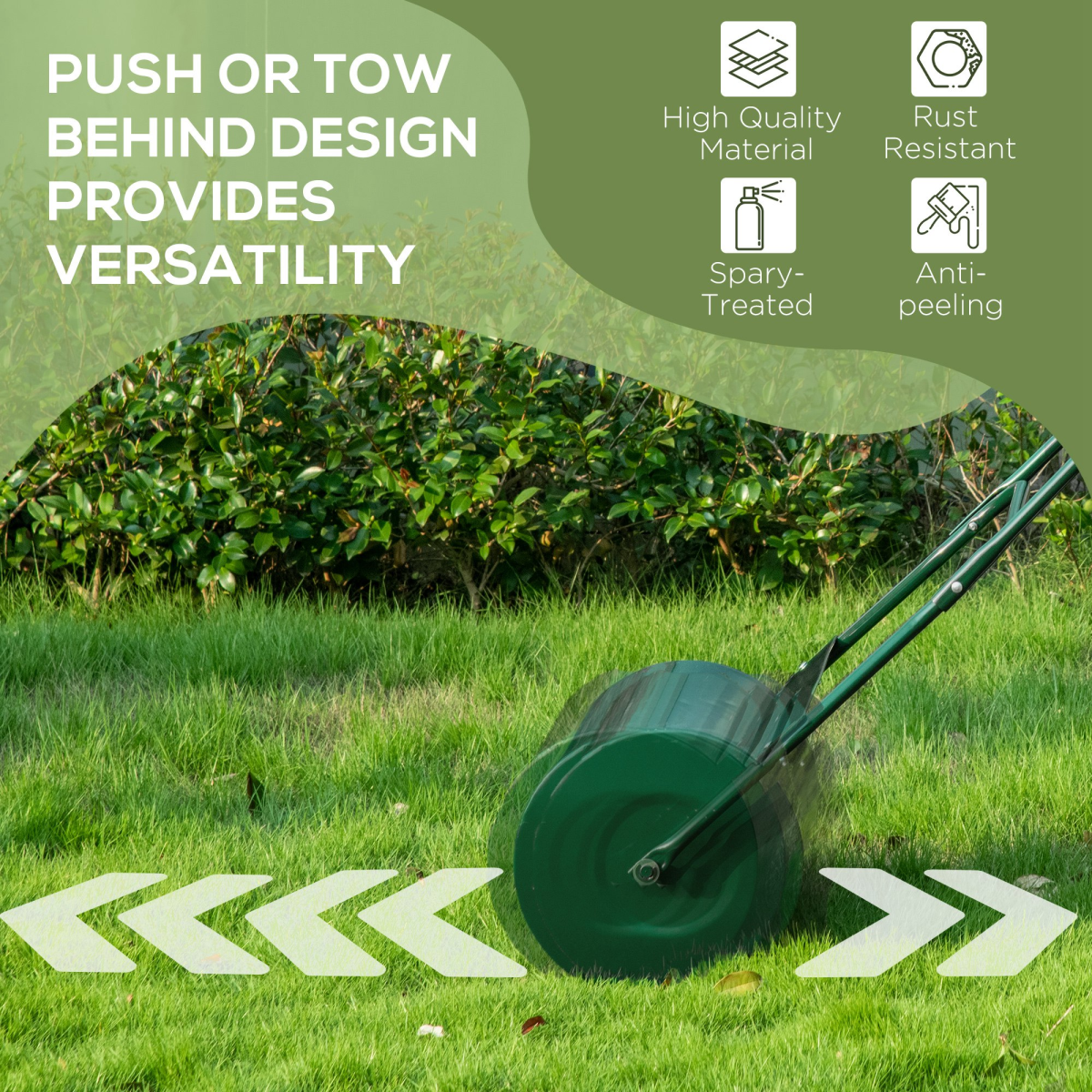 Outsunny Steel Lawn Grass Roller, 50L Water or Sand Fillable – Garden Roller with Rubber Handle, Green