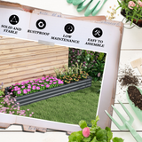 Outsunny Galvanised Steel Raised Garden Bed, 240cm Elevated Planter Box with Open Bottom, Grey