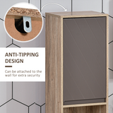 170cm Freestanding Slimline Storage Cabinet with 2 Cupboards and 2 Compartments – Anti-Tip Straps