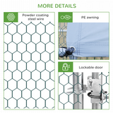 PawHut Walk-In Chicken Run with Galvanised Frame & Cover, 3 x 4 x 2m – Large Chicken Coop for 8–12 Chickens
