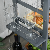 HOMCOM Kitchen Island Trolley with 4 Removable Baskets, Drawer & Side Racks – Dark Grey