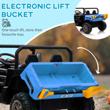 HOMCOM 12V Two-Seater Kids Electric Ride-On Truck with Electric Bucket, Remote Control & LED Lights – Blue
