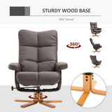 Faux Leather Recliner Chair with Storage Ottoman Footrest & Wipe-Clean Upholstery – Living Room Lounger, Brown