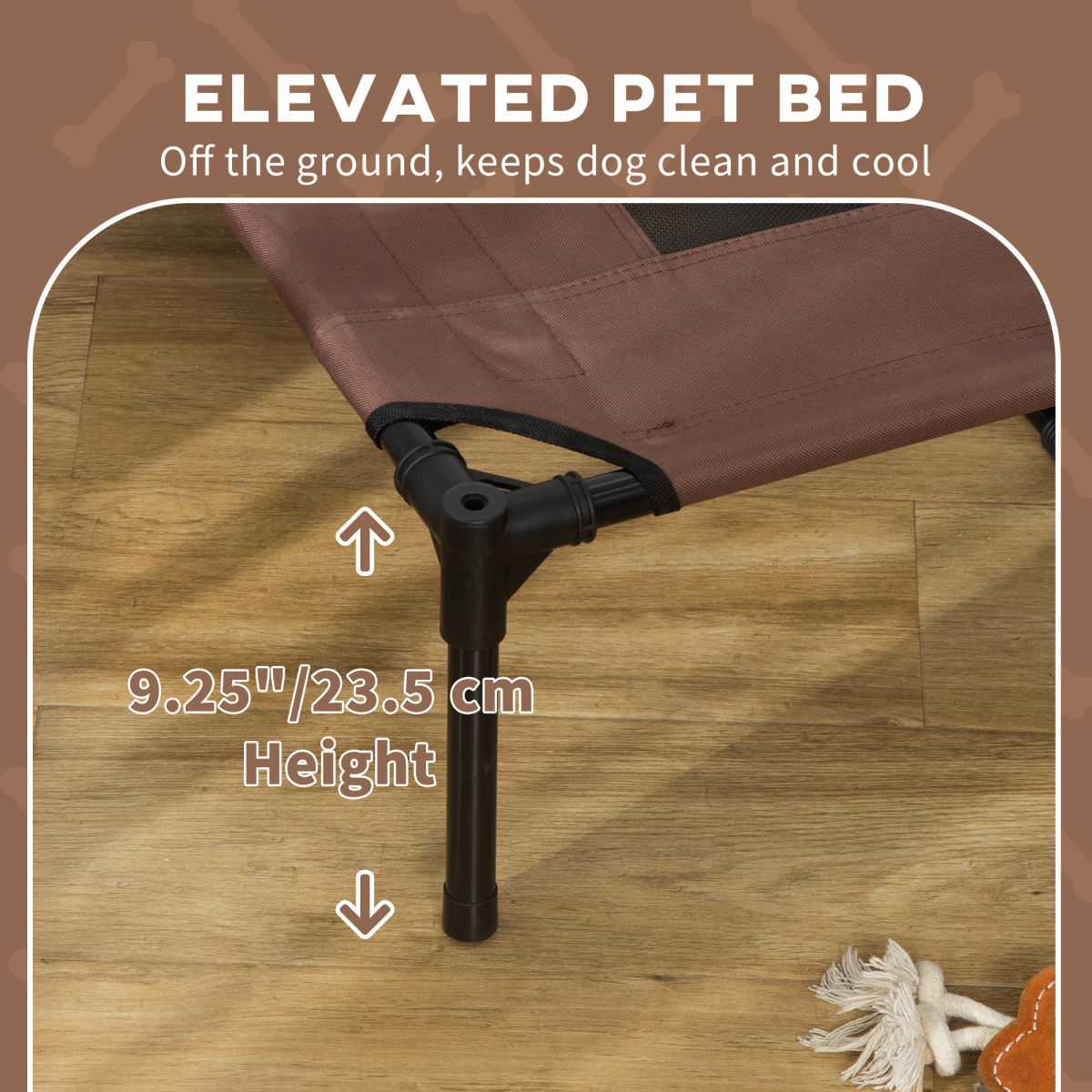 PawHut Elevated Dog Cot Bed with Removable Canopy, 122 cm – Outdoor Pet Shelter for XXL Dogs, Coffee