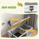 PawHut Tortoise Enclosure with Run, Lamp Holder, Pull-Out Trays & Hideaway – Wooden House, White and Light Grey