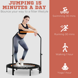HOMCOM 40" Foldable Mini Fitness Trampoline with Adjustable Foam Handle – Indoor & Outdoor Rebounder