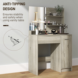 HOMCOM Dressing Table with Mirror, Padded Stool, Drawer & Cupboard – Makeup Vanity Storage