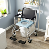HOMCOM 3-in-1 Commode Shower Chair & Wheelchair with Footrest – Padded Bathroom Mobility Aid, Black