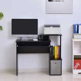 HOMCOM Computer Desk with Sliding Keyboard Tray, Drawer & Shelf – Compact Home Office Workstation, Black
