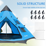 Outsunny 6-7 Person Large Tipi Family Camping Tent with Mesh Windows & Carry Bag – Festival and Party Tent