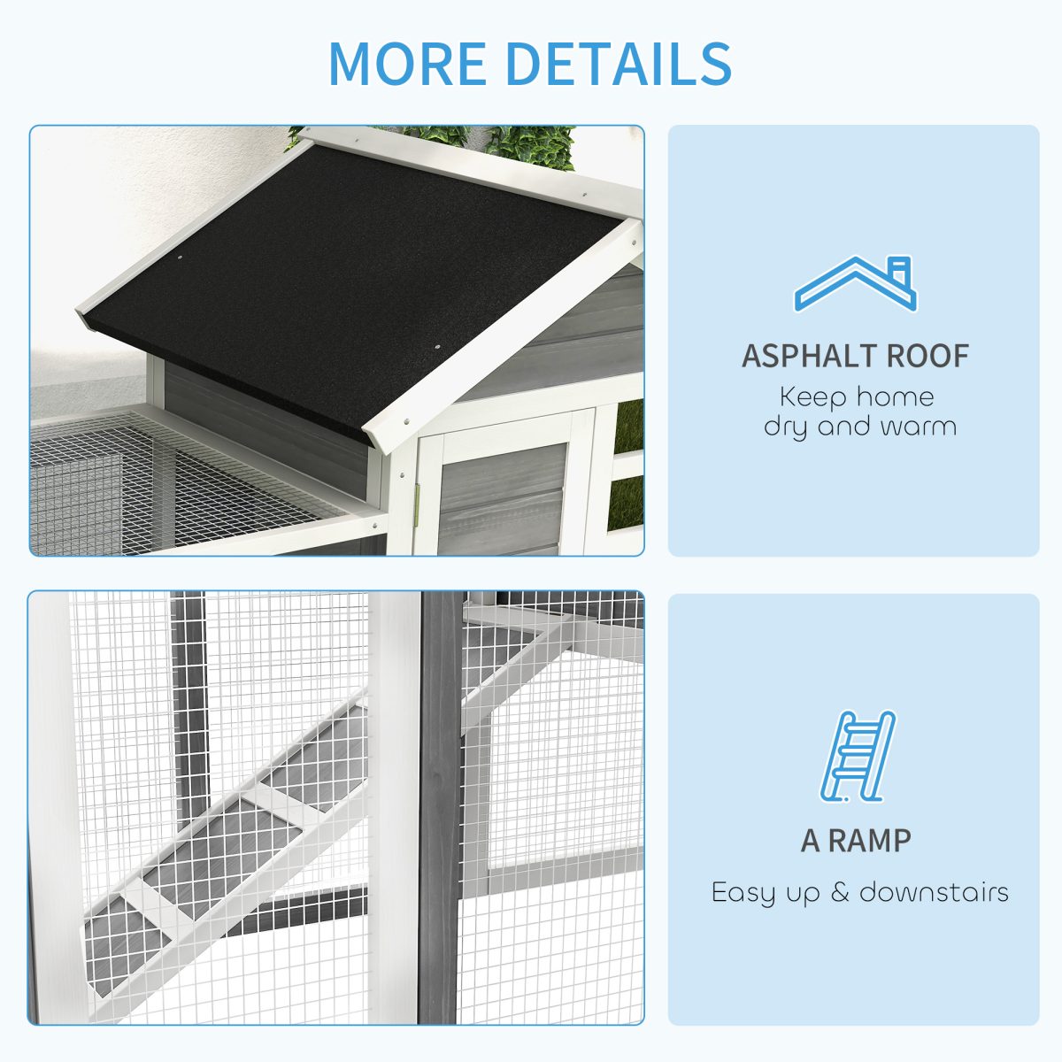PawHut 122cm Wooden Rabbit Hutch with Run, Pull-Out Tray & Two Doors – Outdoor Small Animal House