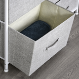 HOMCOM 5 Drawer Fabric Storage Unit with Metal Frame, Wood Top and Adjustable Feet – Bedroom Linen Chest