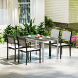 Outsunny Garden Table for 4-6 with Aluminium Frame & Slatted Top, 120 x 70 cm – Outdoor Patio Table, Black