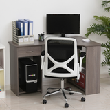 HOMCOM L-Shaped Corner Computer Desk with 2-Tier Side Shelves – Wide Home Office Workstation, Grey