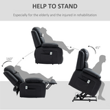 HOMCOM Electric Power Lift Recliner Chair with Vibration Massage & Side Pocket – Riser Armchair, Black
