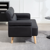 HOMCOM 2-Seater Faux Leather Sofa with Solid Wooden Legs – Compact Settee for Small Spaces and Offices