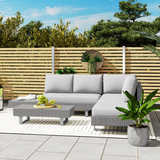 Outsunny 3-Piece Rattan Wicker Garden Sofa Set with Tea Table and Cushions – Patio Furniture, Light Grey
