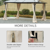 Outsunny 3x3m Gazebo Sidewall Set with 4 Polyester Panels, Double Zips, Hooks & C Rings – Beige