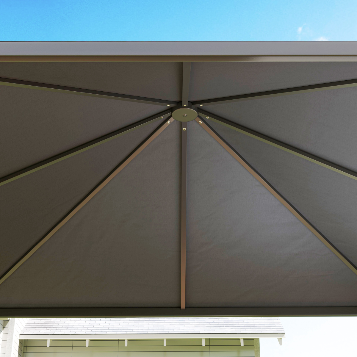 Outsunny 3 x 3m Garden Gazebo with Extendable Awning, Wheels & UPF30+ Canopy – Patio Shelter, Dark Grey