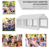Outsunny 20 x 10 Car Tent with Water-Resistant Sidewalls & Zipped Doors – Outdoor Canopy Shelter, White