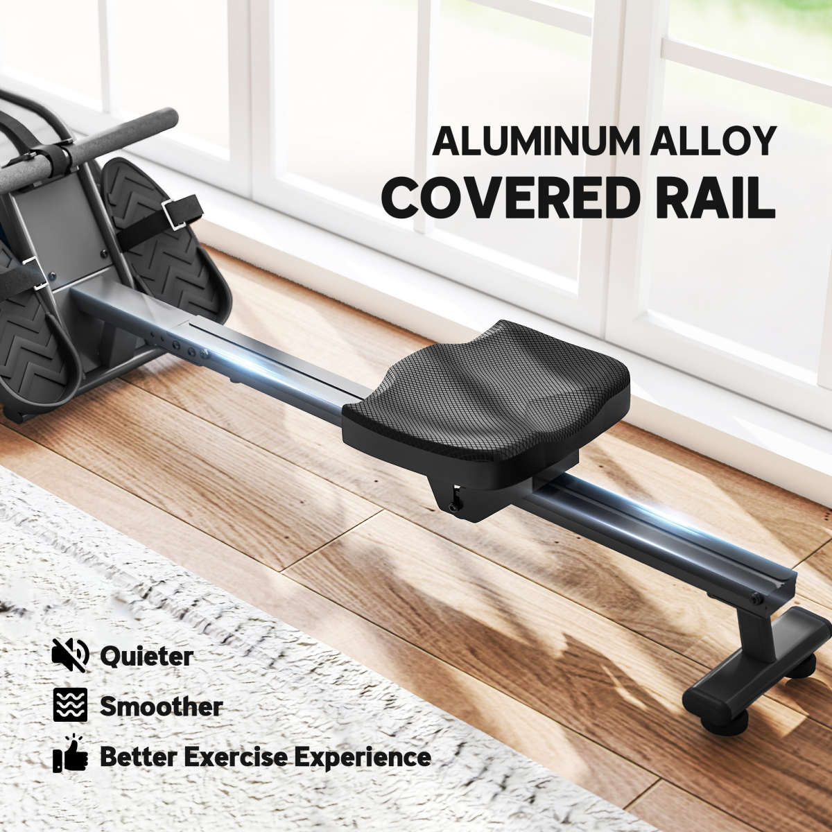 SPORTNOW Water Rowing Machine with 6 Adjustable Water Levels, LCD Monitor & Vertical Storage – Home Rower, Black