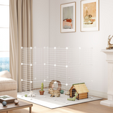 PawHut DIY Pet Playpen with 36 Panels & Door – Rabbit, Chinchilla and Hedgehog Enclosure, White