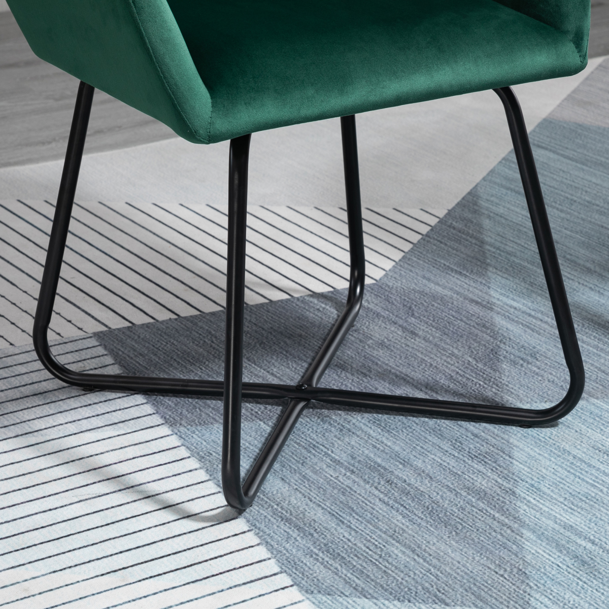 HOMCOM Velvet-Feel Accent Chair with Metal Base, Green