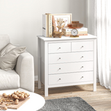 HOMCOM Modern 5-Drawer Chest with Metal Knob Handles – Bedroom Storage Cabinet, 2 Small and 3 Large Drawers, White