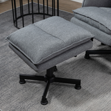 HOMCOM Swivel Recliner Chair with Footstool, 8-Point Massage & Remote Control – Linen-Look Armchair, Grey