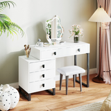 HOMCOM Dressing Table with LED Leaf Mirror, 5 Drawers & USB Power – White