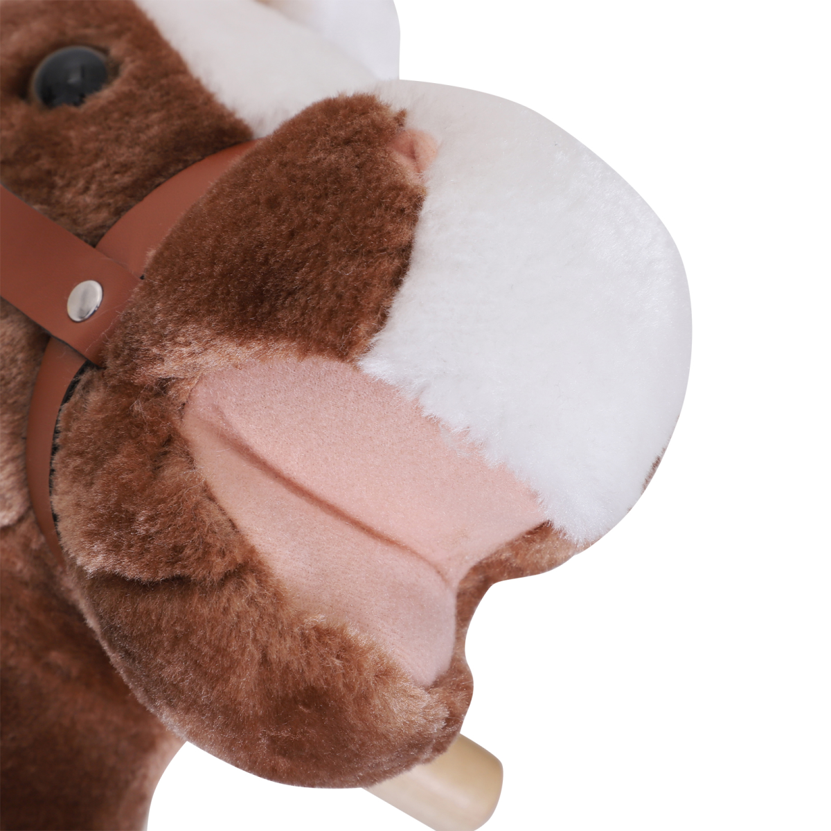 HOMCOM Kids Plush Rocking Horse with Wooden Base and Metal Frame – Ride-On Rocker Toy, Birthday Gift