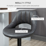 HOMCOM Adjustable Swivel PU Leather Bar Stools with Footrest – Kitchen Island Seating, Set of 2