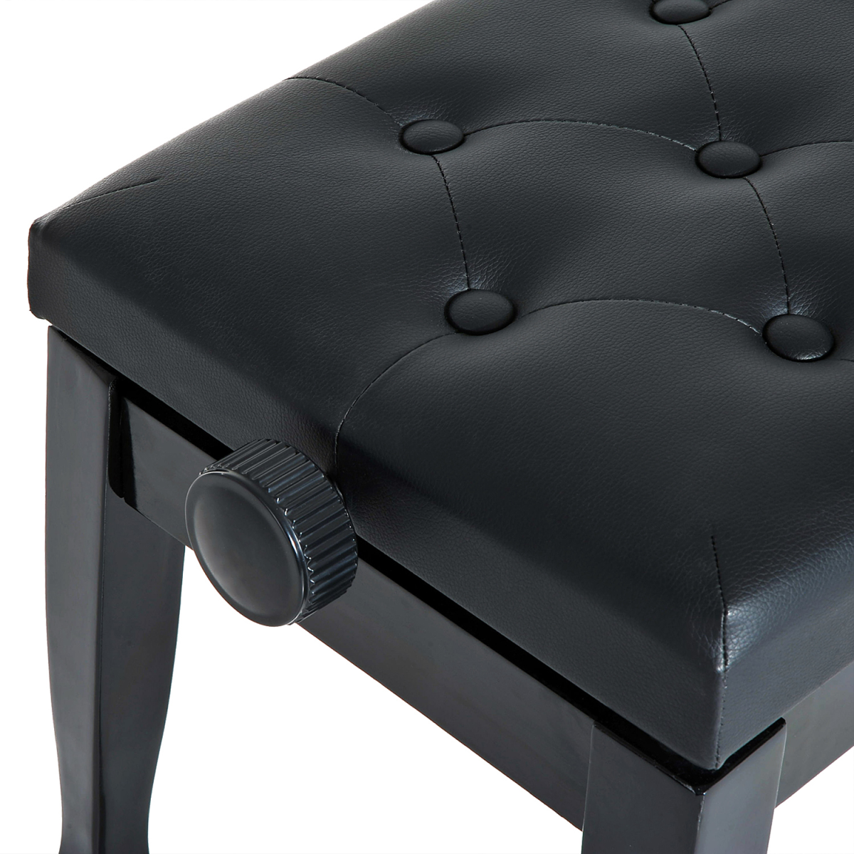 HOMCOM Adjustable Piano Bench with Padded Faux Leather Seat & Wooden Legs – Keyboard Stool, 45–55cm Height