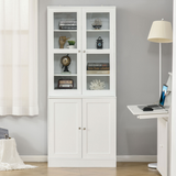 HOMCOM Modern Bookcase Display Storage Cabinet with Doors & Adjustable Shelves – Living Room & Office Storage