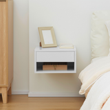 HOMCOM Floating Bedside Tables Set of 2 with Drawers & Shelves – Wall-Mounted Nightstands, White