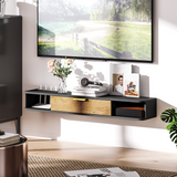HOMCOM 120cm Floating TV Unit with Two Open Compartments – Wall-Mounted Media Console, Grey