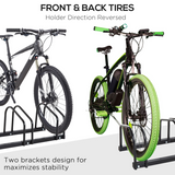 HOMCOM 3-Bike Parking Rack, Galvanised Steel Floor or Wall Mounted Bicycle Stand – Detachable Cycle Storage, Black